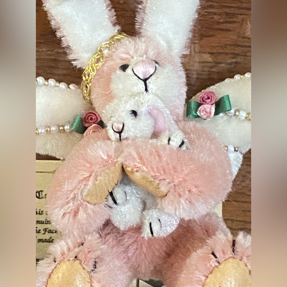 Mohair Angel Bunny with Baby Bunny